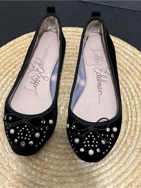 Libby Edelman Black Velvet Flats